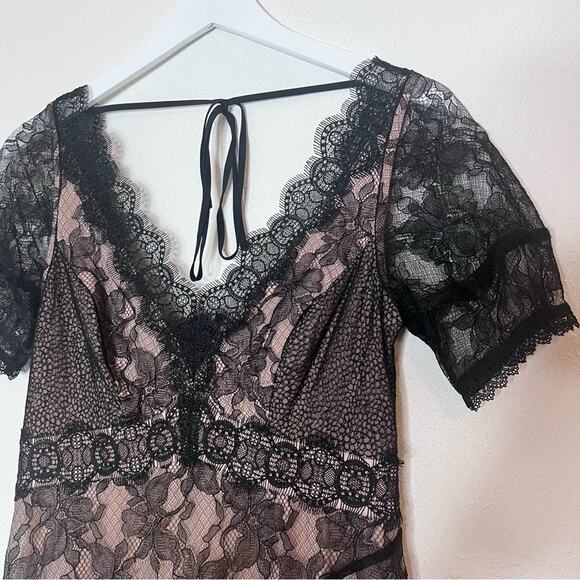 Anthropologie Lace Tulle Maxi Dress Black Size 0 - Picture 5 of 8